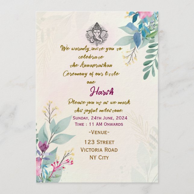 Annaprashan Ceremony Invitations  (Devant)
