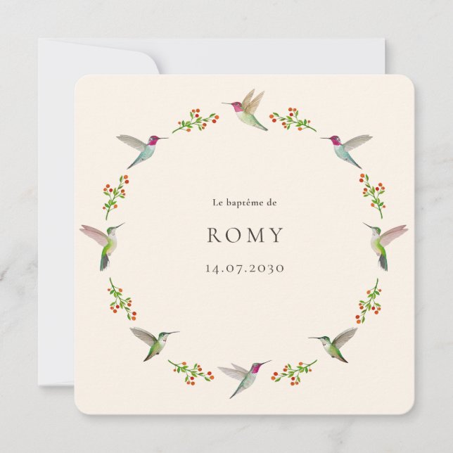 Anna's Hummingbirds Baptism with Baby Photo (Devant)