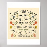Anne of Green Gables Cher Poster de l'Ancien Monde