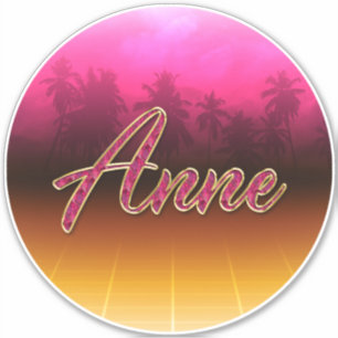 Anne prénom nom autocollant rose doré