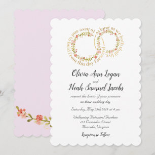 Anneau de mariage et invitation floraux de voeux