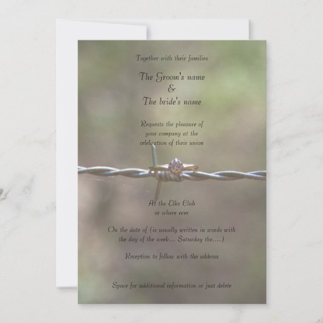 Anneau sur Faire-part de mariage Barbed Wire (Devant)