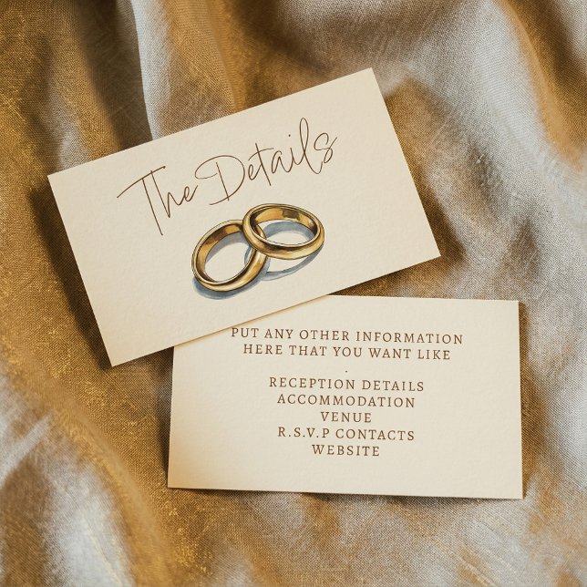 Anneaux de mariage en or les détails Carte de déco (Gold wedding rings the details Enclosure Card)