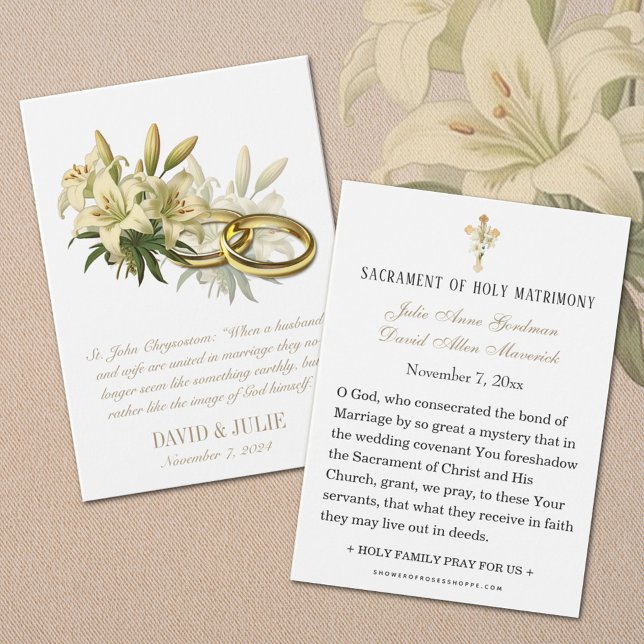 Anneaux de mariage Lily catholiques Carte Sainte (Créateur téléchargé)