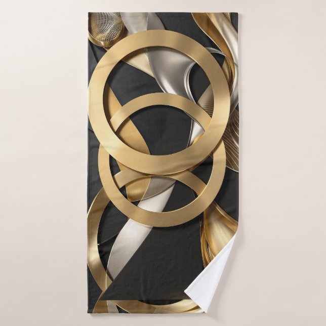 Anneaux d'or Art Abstrait - Design moderne de luxe (Serviette de bain)
