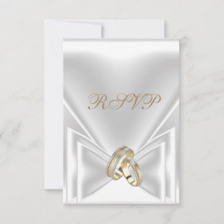 Anneaux élégants en or blanc RSVP pour mariage