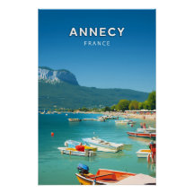 Annecy, France, Poster style rétro-chic