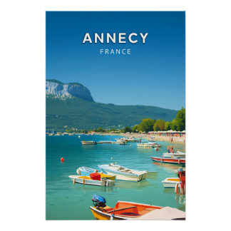 Annecy, France, Poster style rétro-chic
