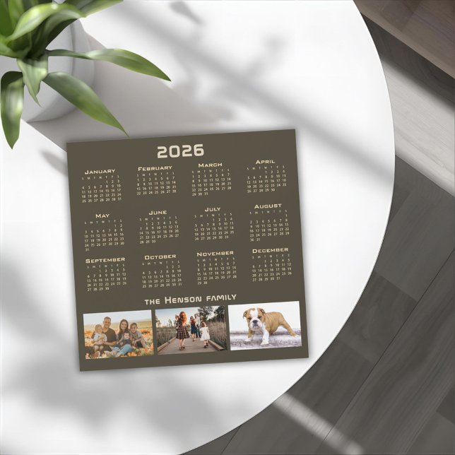 Année 2026 Calendrier 3 Collage photo familiale (Créateur téléchargé)