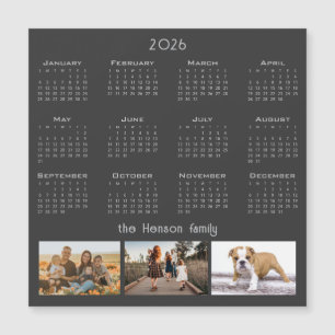 Année 2026 Calendrier 3 Famille Photo Collage Magn