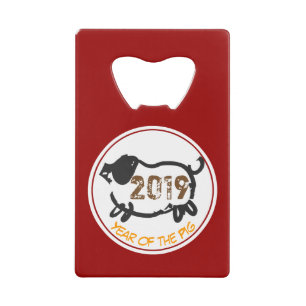 Année chinoise 2019 de la carte de porc Bottle Ope