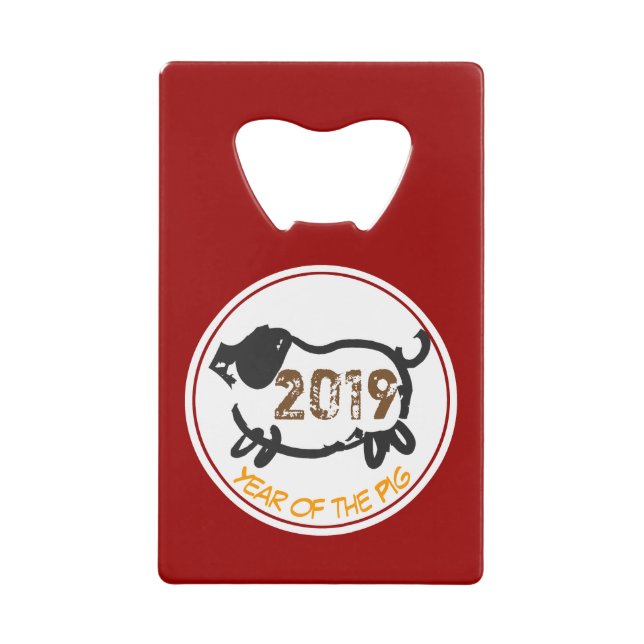 Année chinoise 2019 de la carte de porc Bottle Ope (Devant)