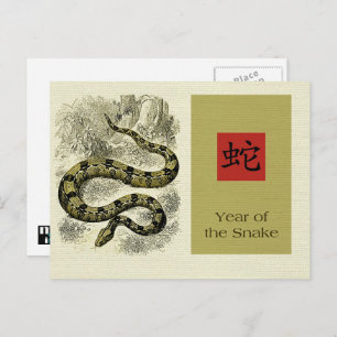 Année chinoise des cartes postales de serpent