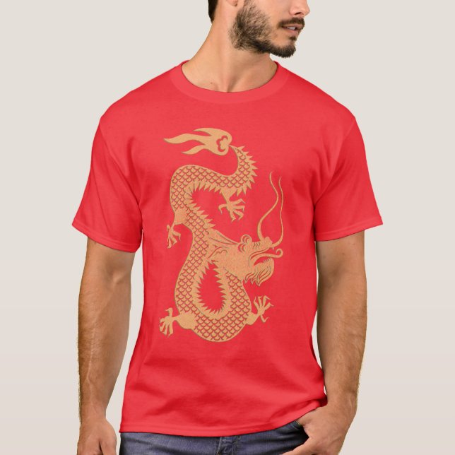 Année chinoise d'or du T-shirt de dragon (Devant)