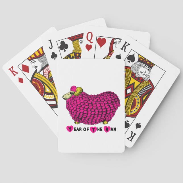 Année chinoise du mouton rose cartes à jouer (dos)