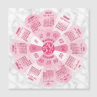 Année civile 2025 Aimant Fleur Rose Boho Personnal
