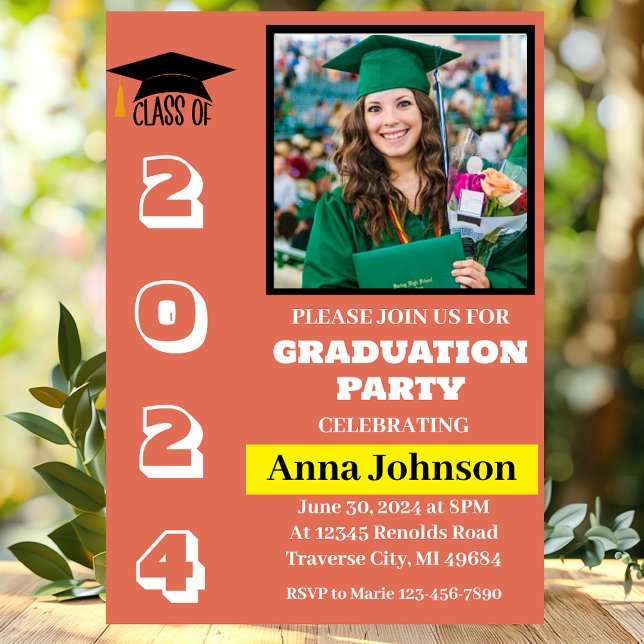 Année de classe Orange Graduation Party Invitation (Créateur téléchargé)