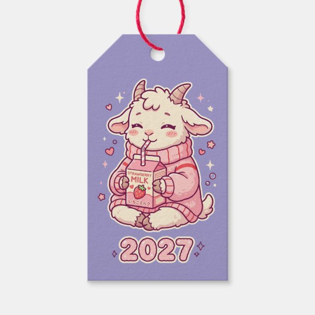 Année de la Chèvre 2027 Étiquette Cadeau Nouvel An (Devant)