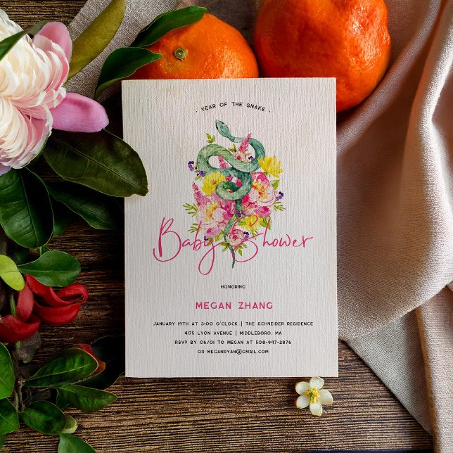 Année de la florale des serpents | Invitation baby (Créateur téléchargé)