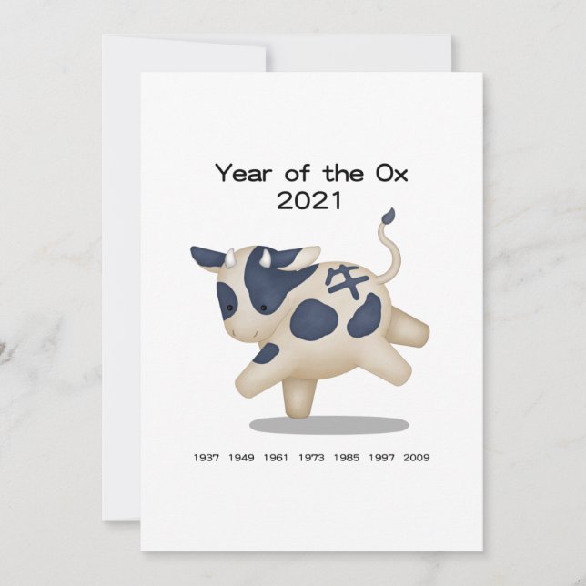 Année de l'Ox Cute Zodiac 2021 Personnalisé (Devant)