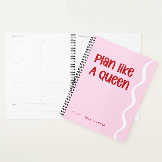 Année de monogramme rose et rouge motivante mignon (Devant avec enveloppe)