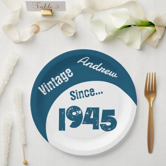 Année de naissance 1945 Assiette en papier d'anniv (Mariage)