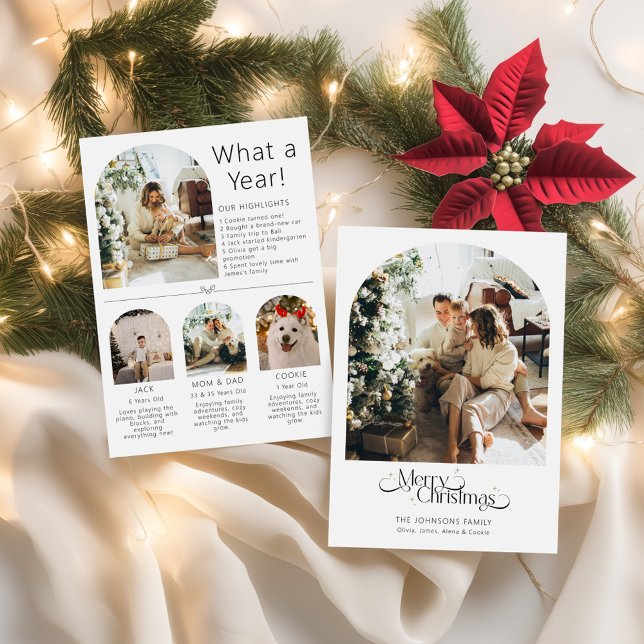 Année d'examen Carte de vacances de Noël Quelle an (Year in Review Christmas Holiday Card What a Year,)