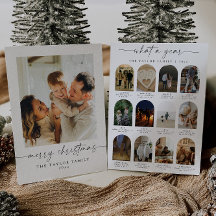 Année d'examen moderne famille photo carte de Noël