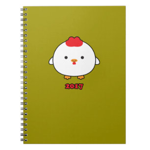 Année du carnet de notes à spirale du coq 2017