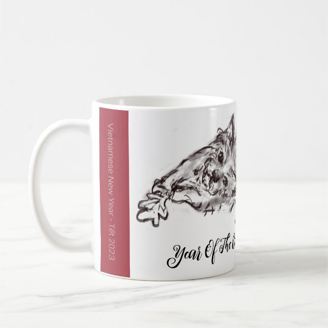 Année Du Chat Kitty Ink Dessin Mug (Gauche)