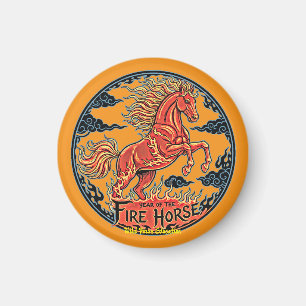 Année du Cheval de Feu Petit aimant noir