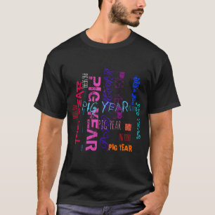 Année du cochon 2019 Hommes T-shirt noir