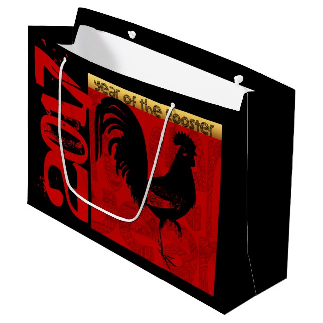 Année du coq 2017 Grand sac cadeau 1 (Devant Angle)
