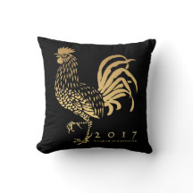 Année du coussin personnalisable du coq 2017