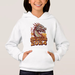 Année du dragon 2024 fille blanche Hoody, Dragon