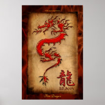 Année du Dragon, Poster d'Art du Dragon de Feu