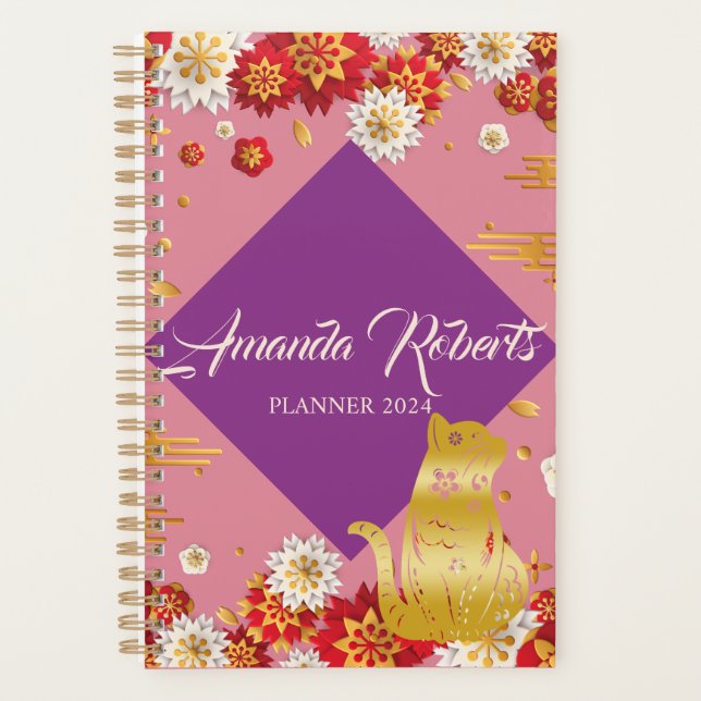 Année Du Planificateur De Fleurs Cat 2024 (Devant)