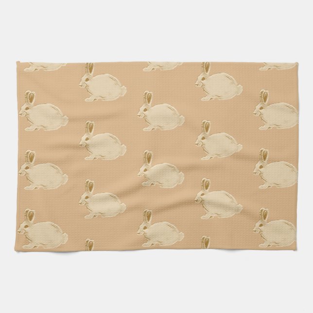 Année du Rabbit Ecru serviette de cuisine (Horizontal)