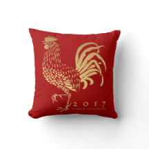 Année du Rooster 2017 personnalisable Red Coussin