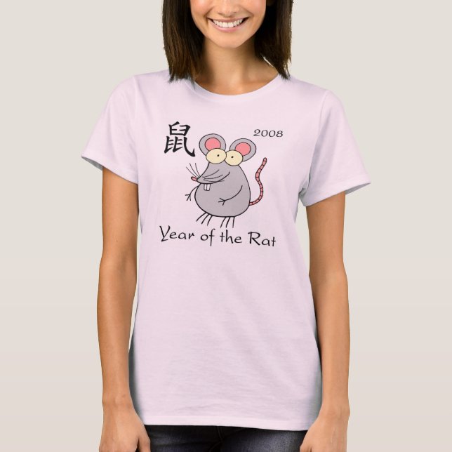 Année du T-shirt de dames de rat (Devant)
