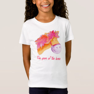 Année du T-shirt de filles de rose de cheval