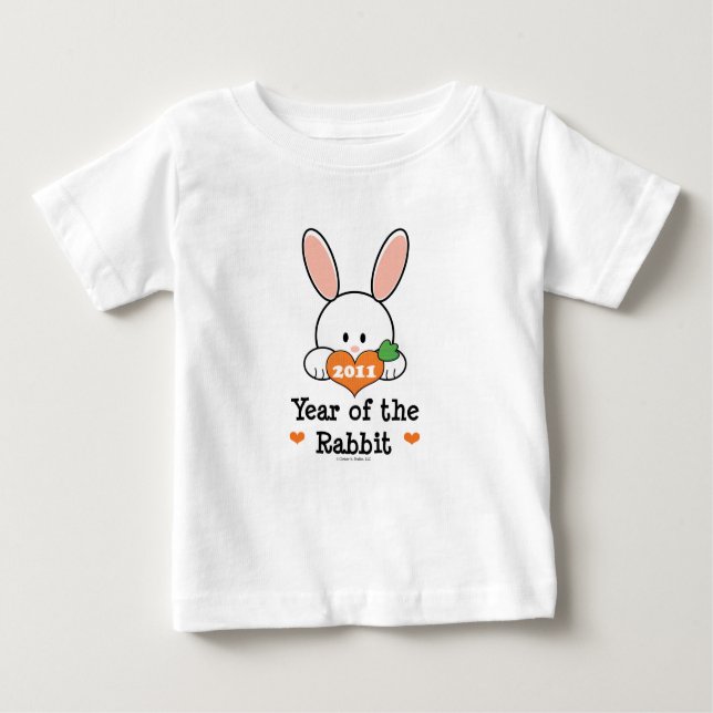 Année du T-shirt de nourrisson de lapin (Devant)
