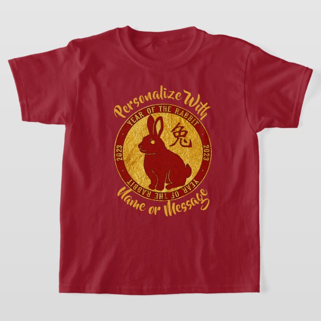 Année Du T-shirt D'Or Rabbit Faux (Poser)