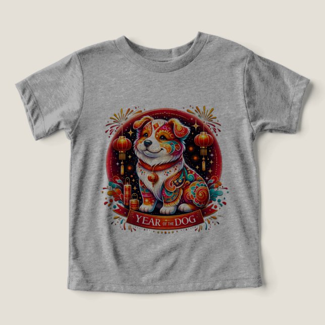 Année du T-shirt enfant chien, (Design Recto)