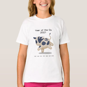 Année du T-shirt Ox Cute Zodiac Animal 2021