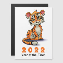 Année du Tiger 2022 Cute Orange Cartoon Cub