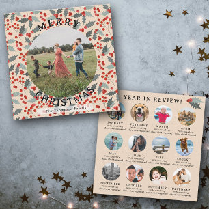 Année en revue Carte de Noël Famille Photo mensuel