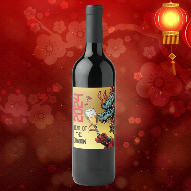 Année étiquette du vin du Dragon 2024 Chine Nouvea (Créateur téléchargé)
