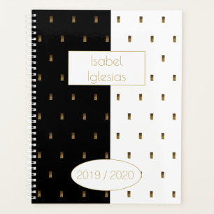 Année personnalisée 2019 2020 Noir Blanc Or Monogr