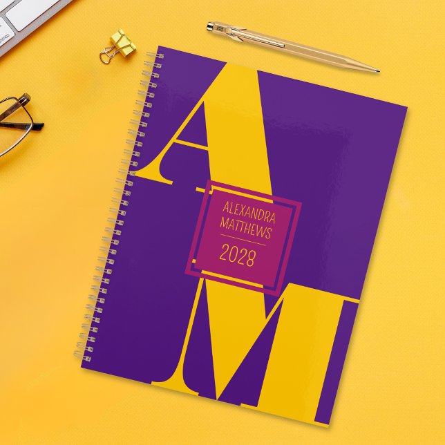 Année personnalisée colorée Monogramme et nom (Click "Personalize this Template" to easily add a custom monogram, name and year.)